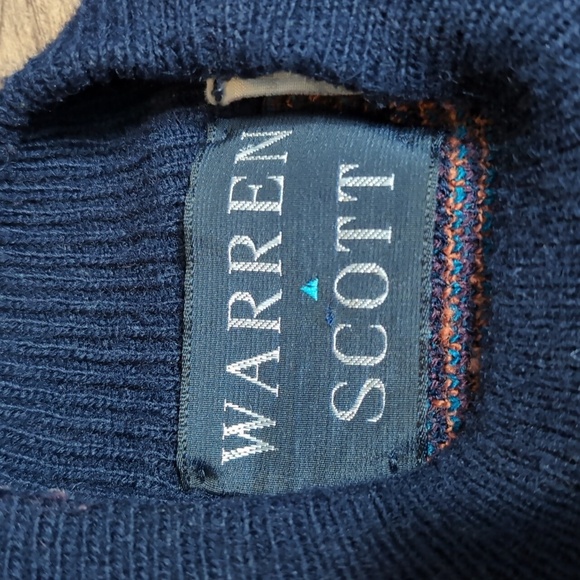 Vintage Warren Scott Wool Blend Crewneck Old Man Sweater Size Large Patterned - Picture 4 of 11